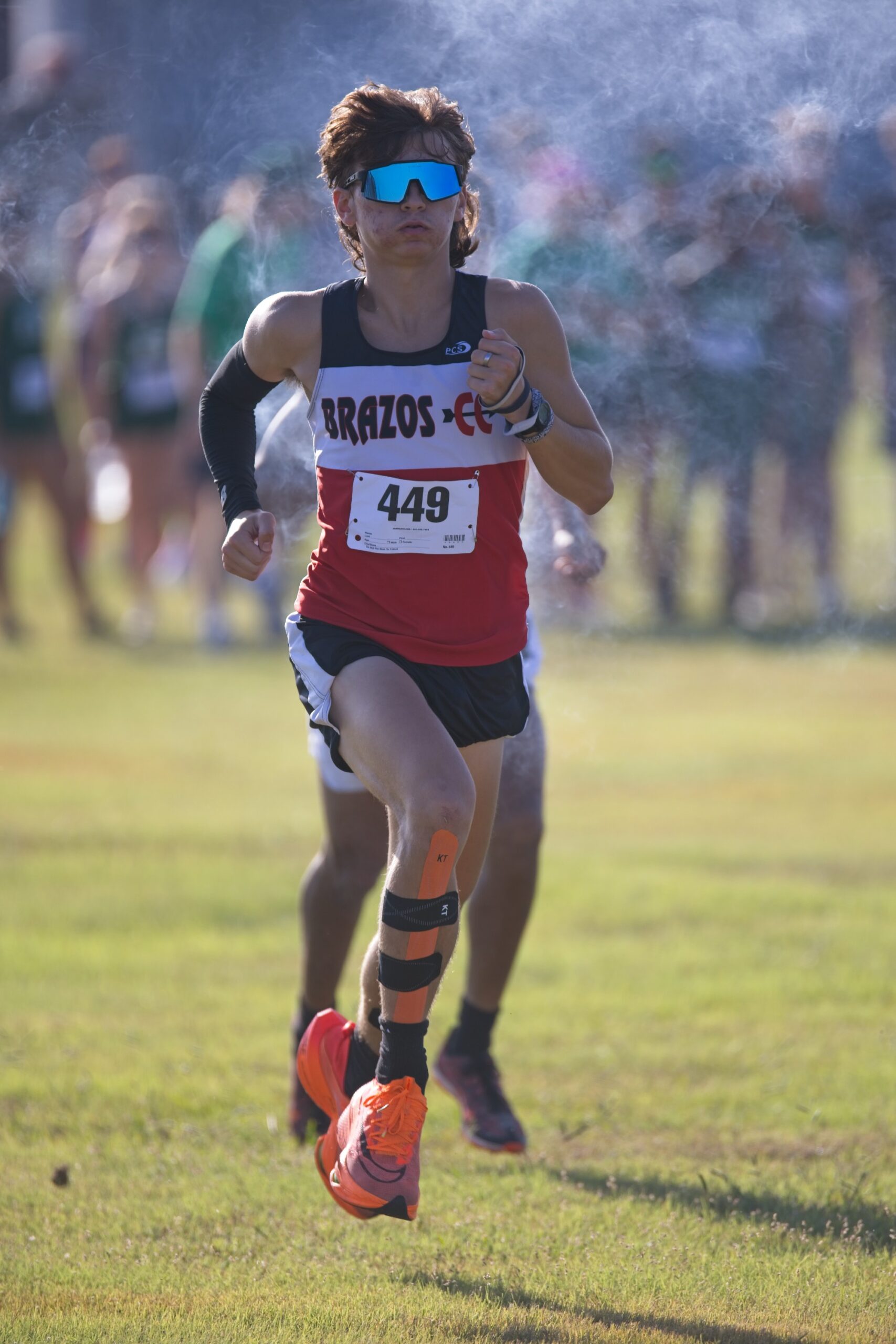 A Brazos cross country runner takes off during the 2022 district meet held in Wallis, Texas. (photo courtesy www.RoninVisuals.com)